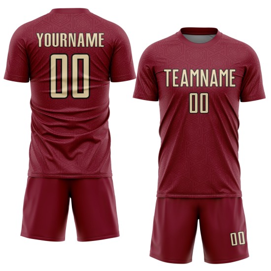 Shape Sublimation Geometric Custom Soccer Sports Uniform Cream-Black Jersey Crimson Shape Sublimation Geometric Custom Soccer Sports Uniform Cream-Black Jersey Crimson