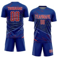 Jersey Custom Soccer Red-White Royal Sports Uniform Lines Sublimation Jersey Custom Soccer Red-White Royal Sports Uniform Lines Sublimation