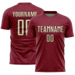 Shape Sublimation Geometric Custom Soccer Sports Uniform Cream-Black Jersey Crimson Shape Sublimation Geometric Custom Soccer Sports Uniform Cream-Black Jersey Crimson